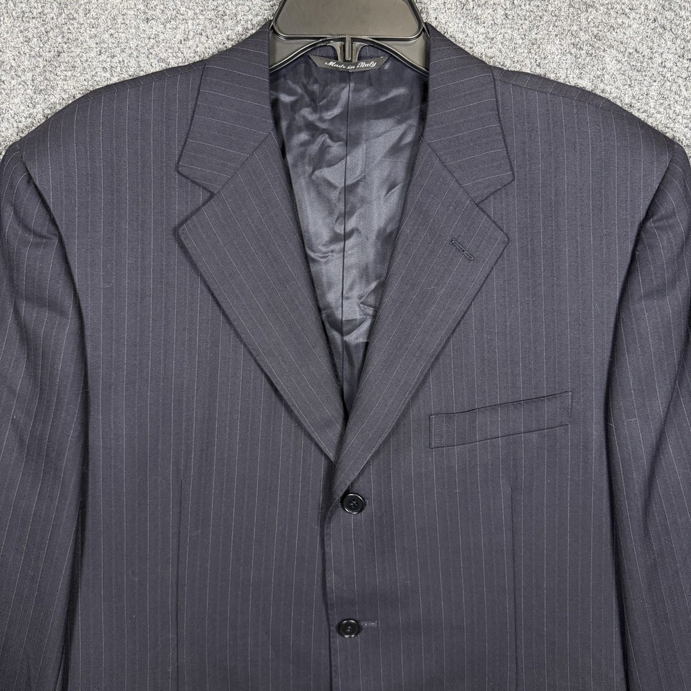 Canali Blazer Men EU 52C US 42S Navy Pinstripe Super 120s Wool Jacket Made Italy